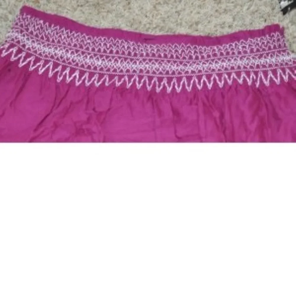 Axcess Skirt Womens 12 Pink White Embroidery Elastic Waist Lined Lightweight